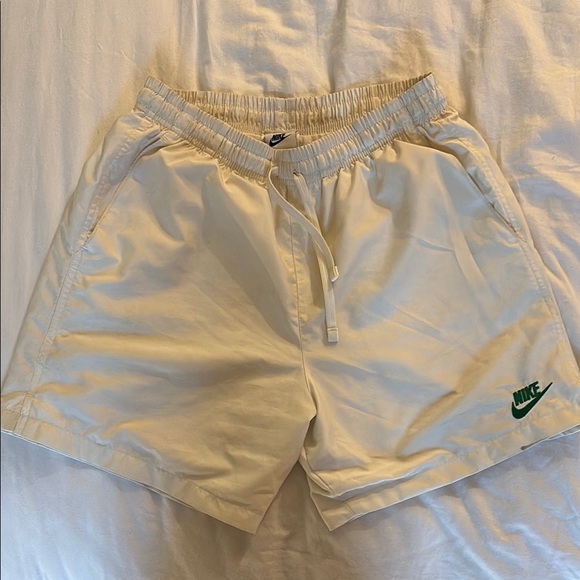 Nike Other - Nike Off-White Swim Shorts with Green Emblem and Mesh Inner Lining | 5.5 Inseam